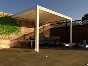 Pergola bioclimatique adossée motorisée aluminium Oviedo blanc 4,05 x 3 m