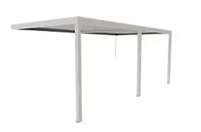 Pergola bioclimatique adossée manuelle Salto Alumin'home aluminium blanc RAL 9010 - 6 x 3 m