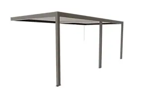 Pergola bioclimatique adossée manuelle Salto Alumin'home aluminium gris taupe RAL 7039 - 6 x 3 m