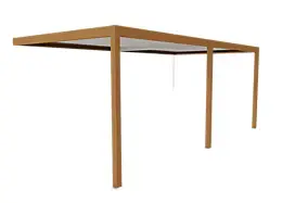 Pergola bioclimatique adossée manuelle Salto Alumin'home aluminium aspect bois - 6 x 3 m