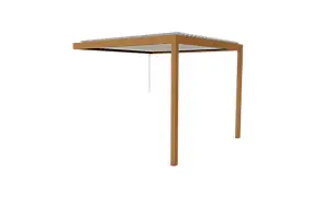 Pergola bioclimatique adossée manuelle Salto Alumin'home aluminium aspect bois - 3 x 3 m