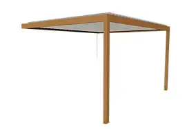 Pergola bioclimatique adossée manuelle Salto Alumin'home aluminium aspect bois - 4 x 3,5 m