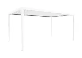 Pergola bioclimatique autoportante motorisée Salto Alumin'home aluminium blanc RAL 9010 - 5 x 3 m avec LED intégrés