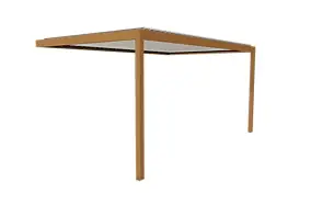 Pergola bioclimatique adossée motorisée Salto Alumin'home aluminium aspect bois - 5 x 3 m avec LED intégrés