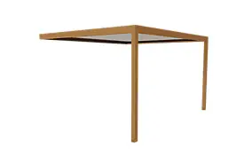 Pergola bioclimatique adossée motorisée Salto Alumin'home aluminium aspect bois - 4 x 3,5 m avec LED intégrés