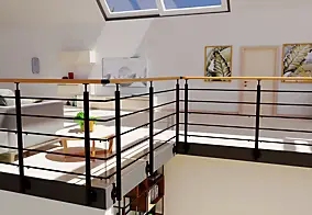 Kit garde corps latéral Alumin'home Oxalis noir 2m effet chêne