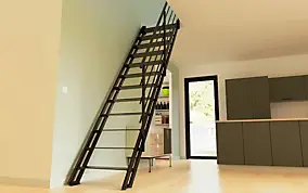 Escalier d'atelier droit Valencia 12 marches rampe en acier et marche en métal l.2.92 m