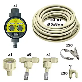 Kit de brumisation BRU071 avec 7 buses + 10 m de tuyau pour jardins