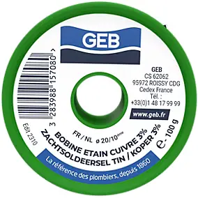 Bobine fil étain/cuivre pour soudure Geb 100 g