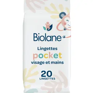 BIOLANE Lingettes pocket visage et mains 20 lingettes