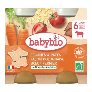 BABYBIO Petit pot bio dès 6 mois légmes et pâtes bolognaise 2x200g