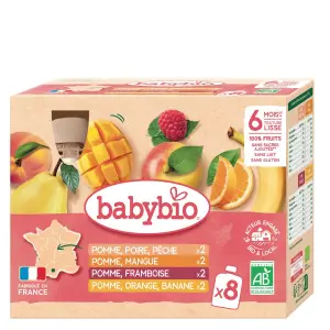 BABYBIO Compote pommes framboises bio dès 6 mois 8x90g