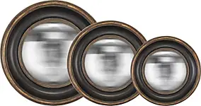 Ensemble 3 miroirs convexe rond style vintage effet vieilli noir convexe ⌀16/19/23 cm