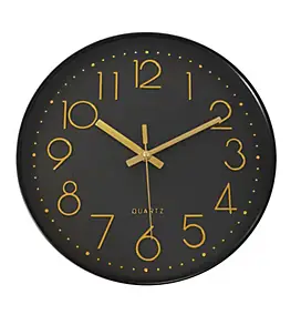 Horloge murale color block noir et or ⌀30,5cm Emdedesign