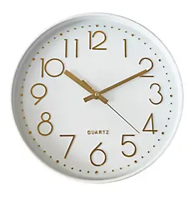 Horloge murale color block blanc et or ⌀30,5cm Emdedesign