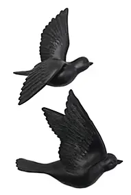 2 décorations murales oiseaux noirs L.15 x l.12,5 cm Emde