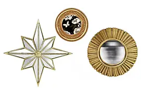Lot décoration murale, miroir étoile et miroir convexe doré Emde