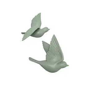 Oiseau décoratif mural vert sauge Emdedesign - lot de 2