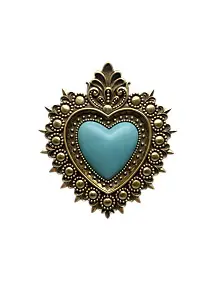 Décoration murale ex-voto cœur coloré bleu H.21,5cm Emde