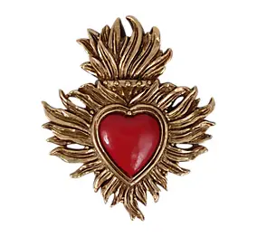 Décoration murale ex-voto cœur coloré rouge H.8,5cm Emde