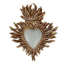 Décoration murale ex-voto cœur coloré vert amande H.10cm Emde