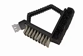 Brosse à barbecue 3 fonctions acier inoxydable L.12 x l.7 cm noir