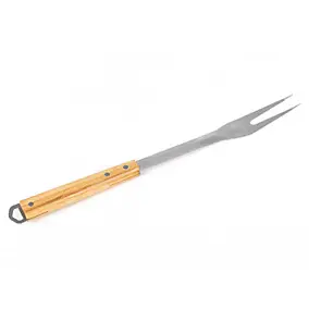 Fourchette pour barbecue en acier inoxydable avec manche en bambou Somagic 44 cm