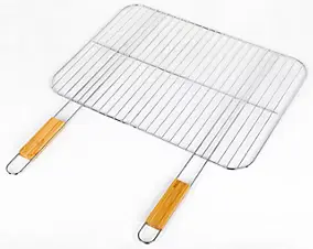 Grille pour barbecue en acier chromé avec manches en bambou Somagic 51 x 38 cm