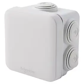 Boîte de dérivation carrée extérieure avec 7 passe-câbles et système de verrouillage 65 x 65 x 45 mm Schneider Electric Mureva Box gris