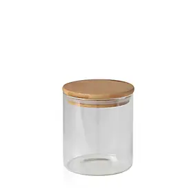 Bocal en verre avec couvercle hermétique en bambou 0,3 L