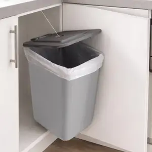 Poubelle de porte ouverture automatique gris 25 L - 29,5 x 24 x 44 cm