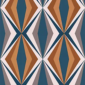 Papier peint Bensimon vinyle intissé losange seventies bleu noisette
