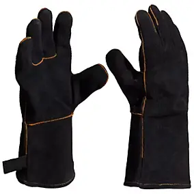 Gants anti-chaleur en cuir Pyrofeu noir