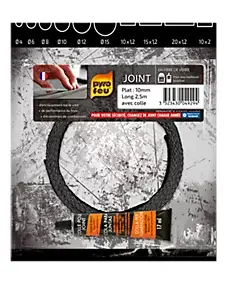 Joint en fibres de verre pour foyers et inserts plat 10 x 1.2 mm