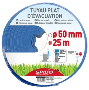 Tuyau d'évacuation en caoutchouc 25 m plat 50 mm