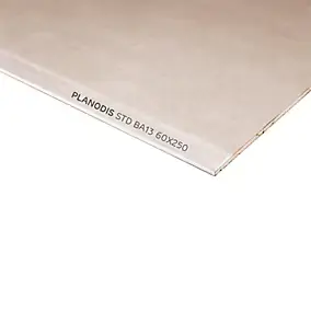 Plaque de plâtre standard BA13 NF Planodis 250 x 60 cm, ép.12,5 mm (vendue à la plaque)