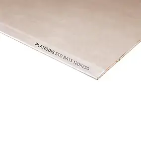 Plaque de plâtre standard BA13 NF Planodis 250 x 120 cm, ép.12,5 mm (vendue à la plaque)