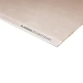 Plaque de plâtre standard BA13 Planodis 125 x 60 cm, ép.12,5 mm (vendue à la plaque)