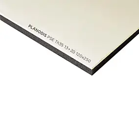 Plaque de plâtre Standard BA13 + panneau isolant PSE graphité 13+20 120 x 250 cm