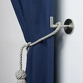 2 porte embrasses rideau métal gris chromé mat L.53,5mm Mobois