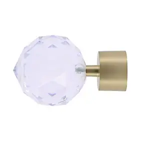 Embout boule diamant pour barre à rideau métal doré Ø28mm Mobois