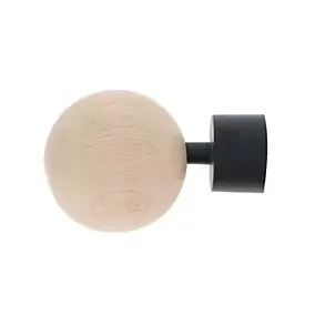 Embout boule pour barre à rideau bois de hêtre, noir mat Ø28mm Mobois