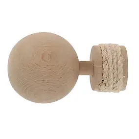 Embout boule pour barre à rideau bois de hêtre et corde Ø28mm Mobois