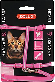 Kit sellerie pour chat Zolux rose harnais et laisse