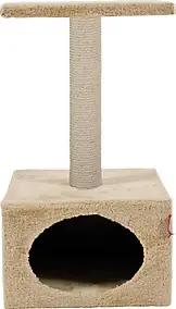 Arbre à chat Solo 1 niche + poteau + 1 plateau, coloris beige