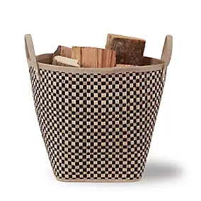 Panier à bûches en feuilles de palmier Le Marquier Damier