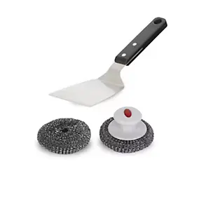 Kit nettoyage pour plancha 1 spatule et 2 boules inox Le Marquier