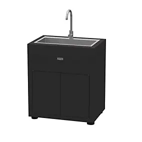 Meuble de cuisine extérieure avec évier intégré 80 x 55 cm, acier époxy noir, Le Marquier
