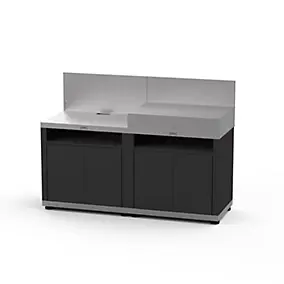 Cuisine d'extérieur 2 éléments avec crédence inox noir Le Marquier