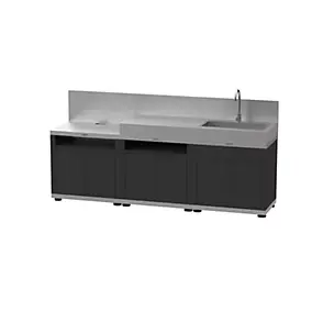 Cuisine d'extérieur 3 éléments avec crédence inox noir Le Marquier